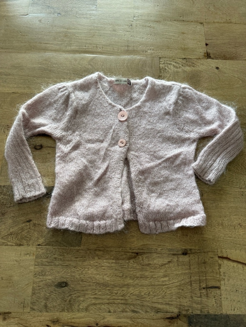 Tape à l'oeil Soft Pink Knit Button Cardigan Sweater mohair blend size 2